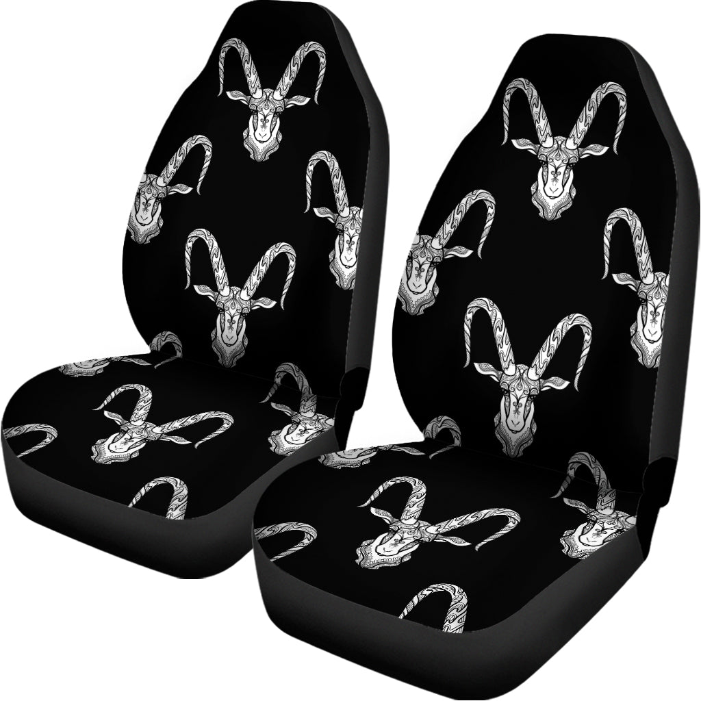 White And Black Capricorn Sign Print Universal Fit Car Seat Covers