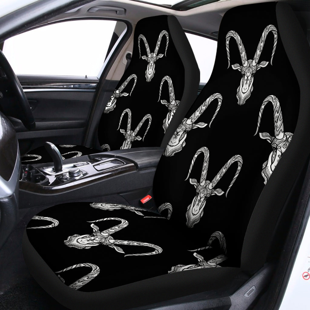 White And Black Capricorn Sign Print Universal Fit Car Seat Covers