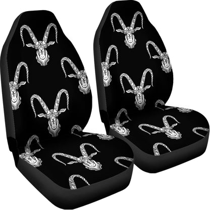 White And Black Capricorn Sign Print Universal Fit Car Seat Covers
