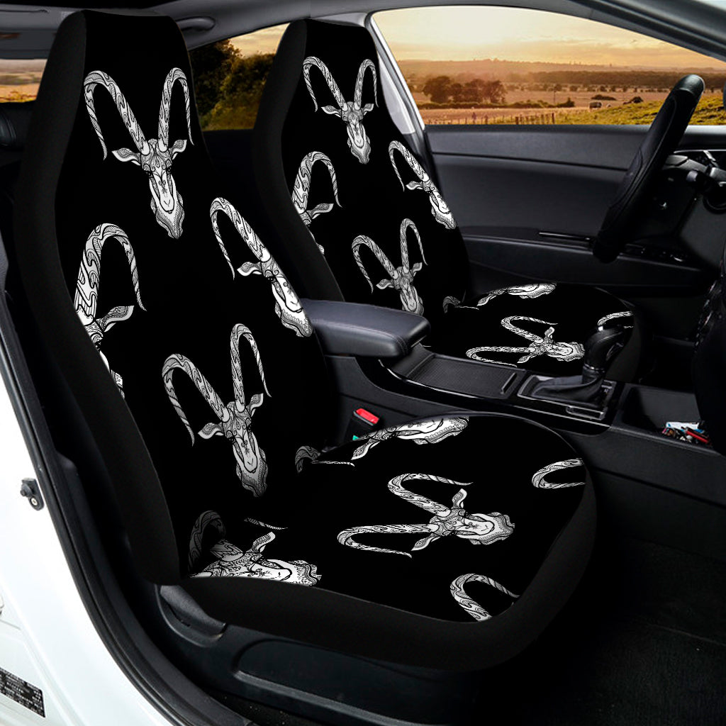 White And Black Capricorn Sign Print Universal Fit Car Seat Covers