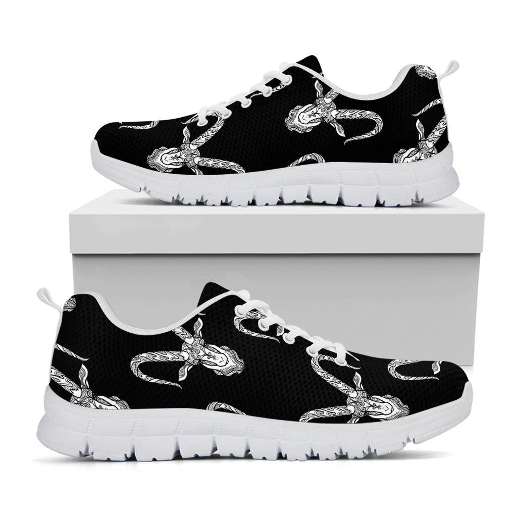 White And Black Capricorn Sign Print White Sneakers