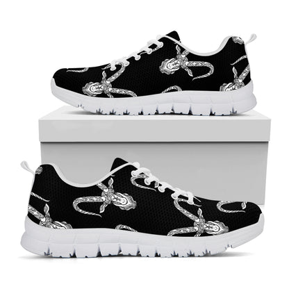 White And Black Capricorn Sign Print White Sneakers