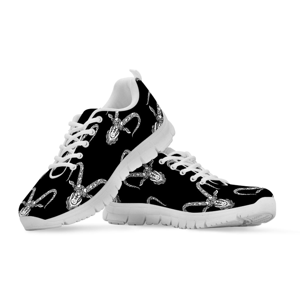 White And Black Capricorn Sign Print White Sneakers