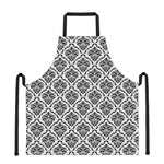 White And Black Damask Pattern Print Apron