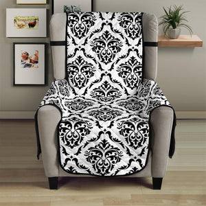 White And Black Damask Pattern Print Armchair Protector