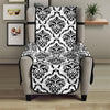 White And Black Damask Pattern Print Armchair Protector