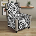 White And Black Damask Pattern Print Armchair Protector