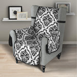 White And Black Damask Pattern Print Armchair Protector