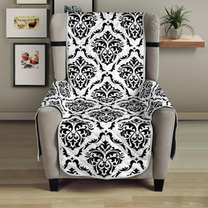 White And Black Damask Pattern Print Armchair Protector