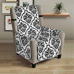 White And Black Damask Pattern Print Armchair Protector