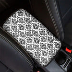White And Black Damask Pattern Print Car Center Console Cover