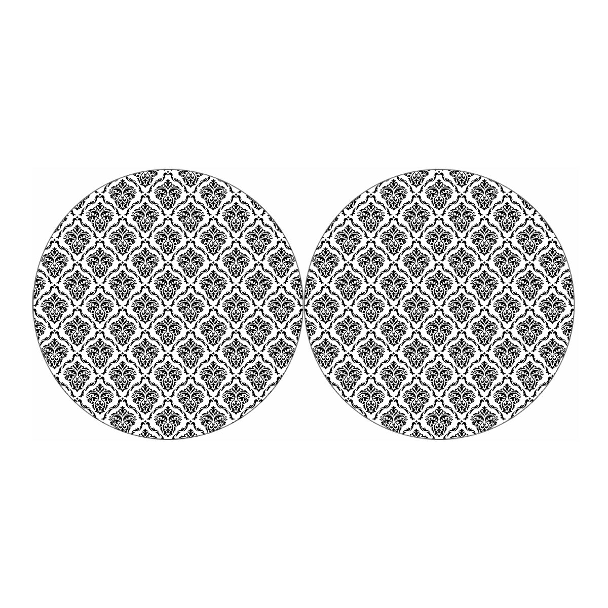 White And Black Damask Pattern Print Car Coasters