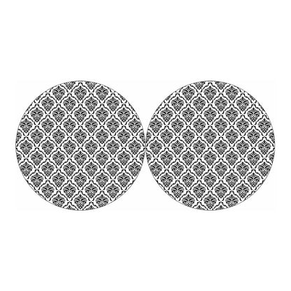 White And Black Damask Pattern Print Car Coasters