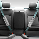 White And Black Damask Pattern Print Car Seat Belt Covers
