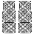 White And Black Damask Pattern Print Front and Back Car Floor Mats
