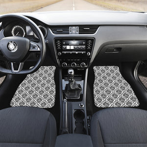 White And Black Damask Pattern Print Front Car Floor Mats