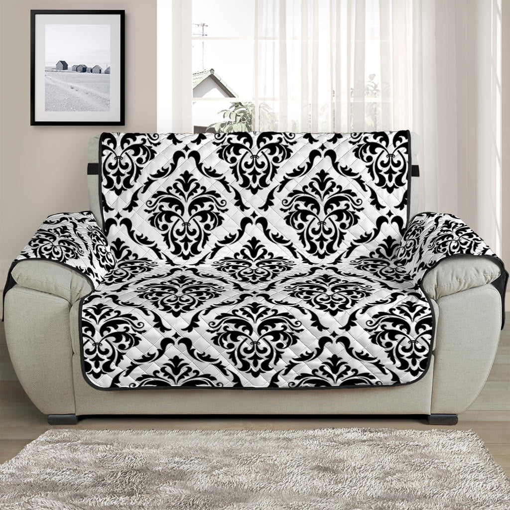 White And Black Damask Pattern Print Half Sofa Protector