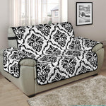 White And Black Damask Pattern Print Half Sofa Protector