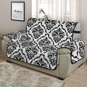 White And Black Damask Pattern Print Half Sofa Protector