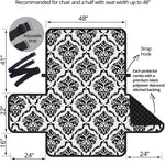 White And Black Damask Pattern Print Half Sofa Protector