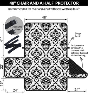 White And Black Damask Pattern Print Half Sofa Protector