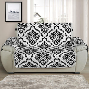 White And Black Damask Pattern Print Half Sofa Protector