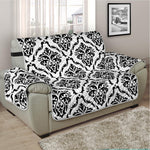 White And Black Damask Pattern Print Half Sofa Protector