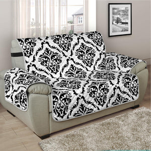 White And Black Damask Pattern Print Half Sofa Protector