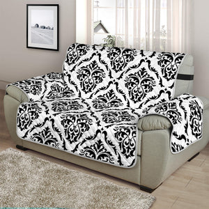 White And Black Damask Pattern Print Half Sofa Protector