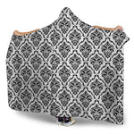 White And Black Damask Pattern Print Hooded Blanket