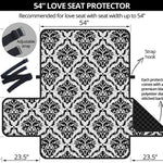 White And Black Damask Pattern Print Loveseat Protector