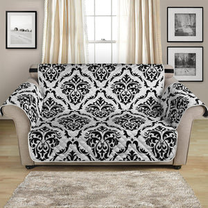 White And Black Damask Pattern Print Loveseat Protector