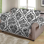 White And Black Damask Pattern Print Loveseat Protector