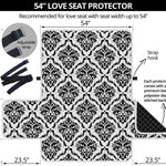 White And Black Damask Pattern Print Loveseat Protector