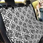 White And Black Damask Pattern Print Pet Car Back Seat Cover