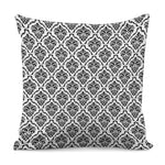 White And Black Damask Pattern Print Pillow Cover