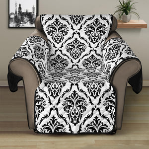 White And Black Damask Pattern Print Recliner Protector