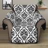 White And Black Damask Pattern Print Recliner Protector