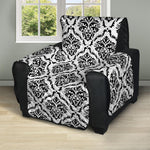 White And Black Damask Pattern Print Recliner Protector