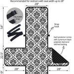 White And Black Damask Pattern Print Recliner Protector