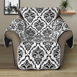 White And Black Damask Pattern Print Recliner Protector