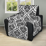 White And Black Damask Pattern Print Recliner Protector