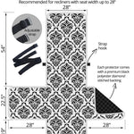 White And Black Damask Pattern Print Recliner Protector