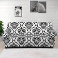 White And Black Damask Pattern Print Sofa Cover