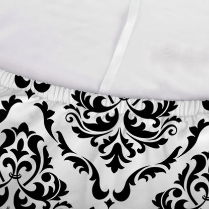 White And Black Damask Pattern Print Sofa Cover