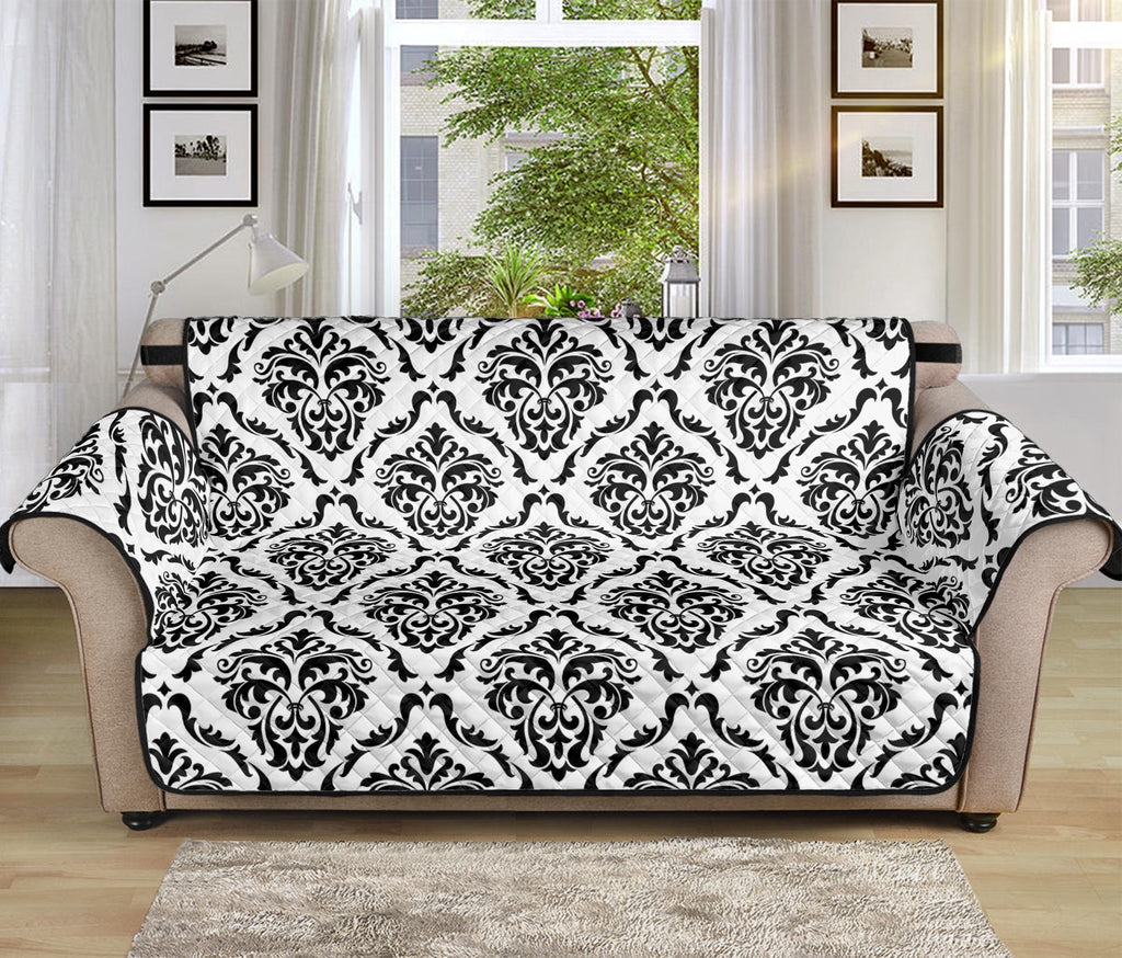 White And Black Damask Pattern Print Sofa Protector