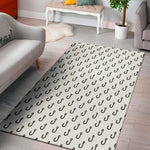 White And Black Fishing Hooks Print Area Rug