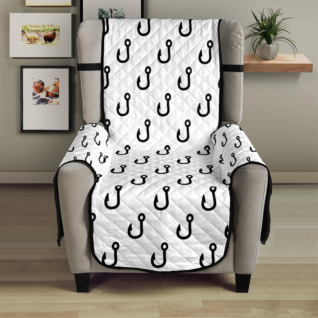 White And Black Fishing Hooks Print Armchair Protector