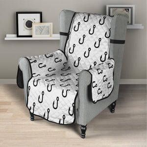 White And Black Fishing Hooks Print Armchair Protector