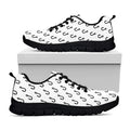 White And Black Fishing Hooks Print Black Running Shoes